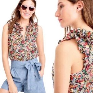 J.Crew Liberty London Ruffle Sleeveless Blouse XS